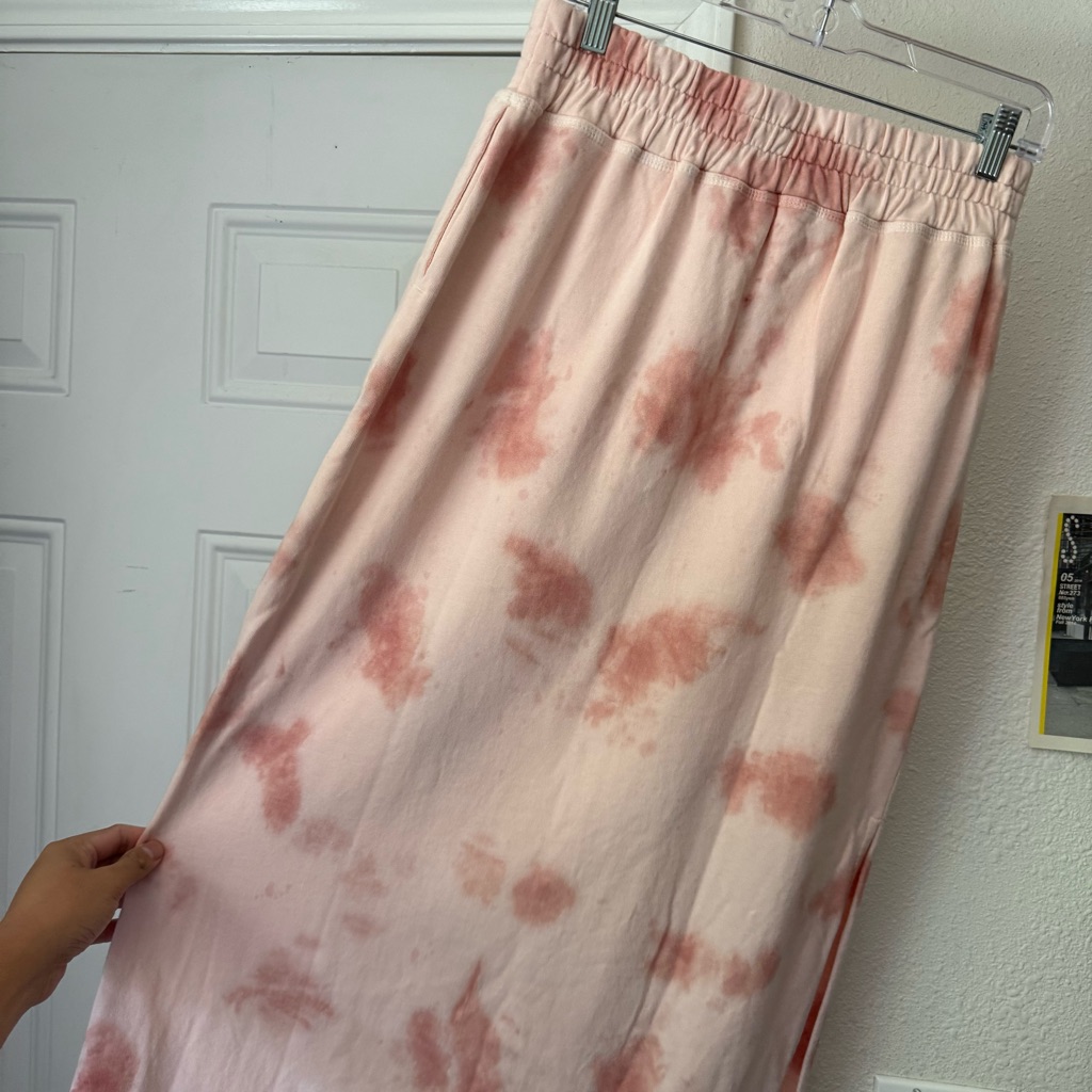 Nwt Bohemian Mama Pink Tie Dye Cotton Terry Knit Elastic Waist Maxi Skirt — image 5 of 8